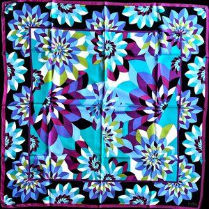Nicole Miller geometric pinwheels silk 100% scarf